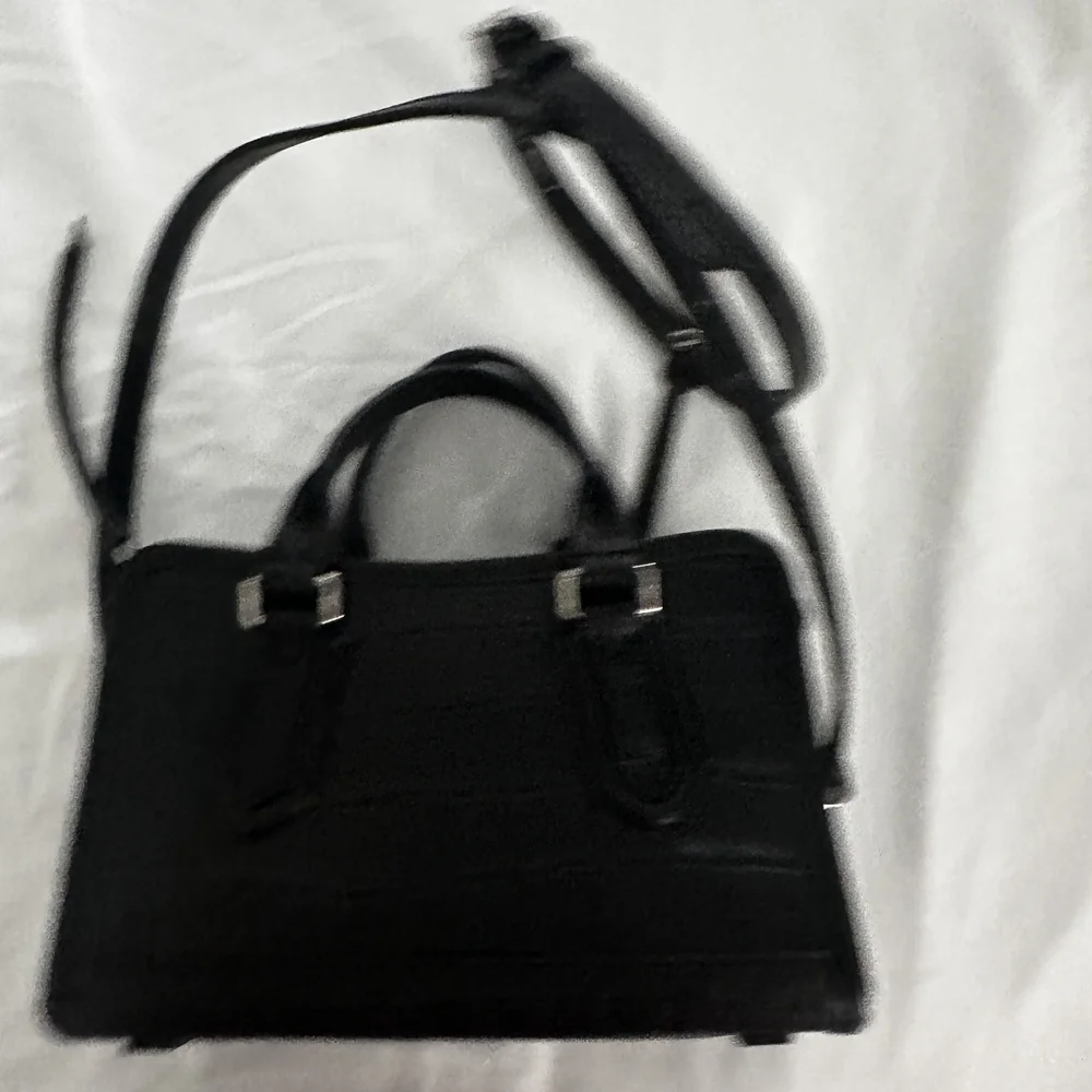 Marc Jacobs Black Croc-Embossed Top-Handle Satchel